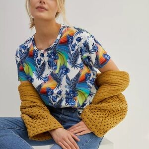 FARM RIO Aves Graphic Parrot Tee Anthropologie Size XL